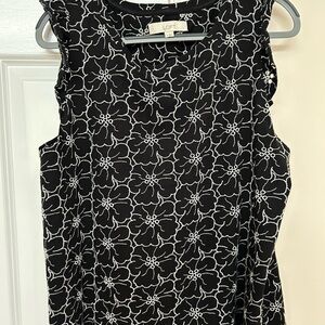 LOFT Monochrome Floral Sleeveless Blouse